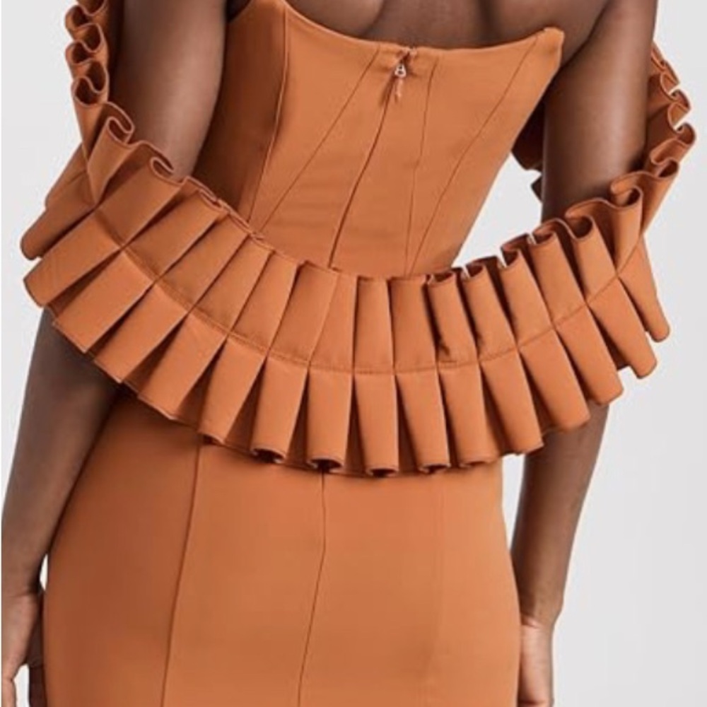 ANDREA IYAMAH AZO Mini Ruffled Sleeve Dress in Orange